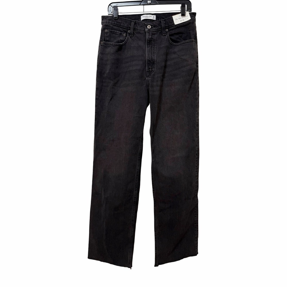 Abercrombie & Fitch Womens 90s Relaxed High Rise Jeans Size 30 LONG Washed Black